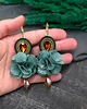 kolczyki soutache Kolczyki sutasz brązowo zielone z kwiatami Bloom 1