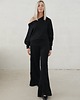 komplety damskie Bellita dzianinowy komplet dzwony i bluzka opadające ramię czarny 4