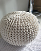 pufy do siedzenia Pufa jasny ecru bawełniana okrągła handmade 3