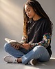 bluza bez kaptura damska Bluza unikat Auri Lili Asmita XL/42 oversize z końmi 2
