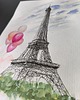 grafiki i ilustracje Paryż Francja wieża Eiffla miasta akwarela obraz balony pejzaż miejski 21x30 5