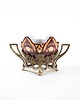 patery i talerze Patera secesyjna z ceramicznym wkładem i metalowym koszem, Art Nouveau 1