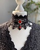 chokery Czarny choker/kolia Wiktoriańska z piękną czerwoną ozdobą 1