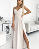sukienki maxi damskie 299-6 CHIARA elegancka maxi suknia na ramiączkach - BEŻOWA 3