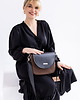torby na ramię Torebka listonoszka podkówka czekoladowy brąz z czarną klapką 5