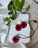 komplet biżuterii Zestaw Kolczyki i naszyjnik (choker) maki z gliny polimerowej. Handmade 1