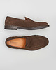 buty męskie Ciemnobrązowe zamszowe buty męskie penny loafers - wsuwane b007 2
