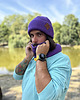 czapki damskie Męska bawełniana czapka beanie logo ekoskórka Fiolet 7