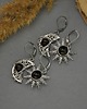 kolczyki wire wrapping Asymetryczne kolczyki księżyc i słońce obsydian złocisty wire wrapping 4