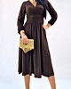 sukienki midi damskie Czekoladowa elegancka sukienka  midi draperia r 36-56 2