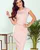 sukienki midi damskie 301-1 TAMARA Elegancka sukienka midi z PASKIEM - PUDROWY RÓŻ 2