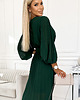 sukienki maxi damskie 414-1 KLARA plisowana sukienka z paskiem i dekoltem - ZIELEŃ BUTELKOWA 3