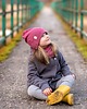 czapki dziecięce Czapka z kominem dziecięca wiosenna - ciemny róż 1