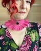 chokery Barbie pink fuksjowy naszyjnik retro vintage kolia koronkowa 5
