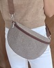 saszetka nerka Beżowo brązowa nerka pleciony materiał boho na ramię pojemna 1