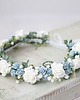Ślubne ozdoby do włosów Błękitny wianek z gipsówki i różyczek 5