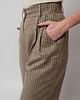 spodnie materiałowe damskie Wełniane spodnie w kratkę z szeroką nogawką 8