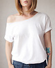 t-shirt damskie Asymetryczny Biały Oversize Bez Nadruku 1