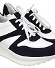sneakersy damskie Sneakersy skórzane -  biało granatowe- snurowane   (6166) 2