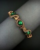 bransoletki wire wrapping Miedziana bransoleta mankietowa z malachitem 2