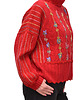 swetry damskie  Czerwony sweter z golfem i haftami, rozmiar L/XL 1