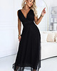 sukienki maxi damskie 687-1 Elegancka sukienka maxi z kopertowym dekoltem i odkrytymi plecami - czarna 8