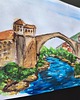 grafiki i ilustracje Mostar miasto most Bośnia pejzaż rzeka obraz akwarela 21x30 3