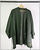 bluzki kimonowe damskie Lniane Kimono Haori, zielone Oribu 4