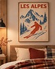 plakaty PLAKAT GÓRY narty SKI zimowy sport Alpy retro personalizacja 6