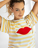 t-shirt damskie Bluzka Joy Usta Szerokie Paski Banan 1