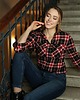 koszule damskie  Koszula flanelowa w kratę czerwono - czarna z długim rękawem 1