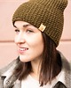 czapki damskie Oliwkowa Czapka Beanie z podwójnym brzegiem 2