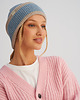 czapki damskie Czapka zimowa w paski szaro - niebieska 2