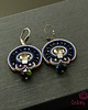 kolczyki soutache Czerń, złoto i szafir - delikatne  kolczyki sutasz 1