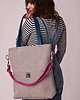 torby XXL Duża, szara torba turkusowe, fuksjowe paski 2