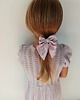 dziewczynka - inne Gumka jedwabna z kokardą MINI scrunchie lavender check 1