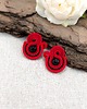 kolczyki soutache Chico kolczyki sutasz sztyfty małe czarno czerwone z kulkami onyksu 2