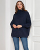 swetry damskie  Sweter oversize z golfem - SWE148 granat 1