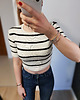 topy damskie CROP TOP Z KRÓTKIM RĘKAWEM I265 BIAŁO-CZARNY 1