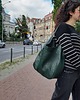 torby na ramię Zielona butelkowa skórzana torba 5