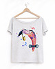 t-shirt damskie Flaming z fajką szary Oversize 1