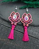 kolczyki soutache Kolczyki sutasz z chwostami kolorowe różowe długie na wiosnę Caro 2
