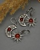 kolczyki wire wrapping Asymetryczne kolczyki księżyc i słońce karneol wire wrapping 5