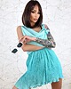sukienki mini damskie Sukienka dół plisowany, wiązana róża 3
