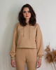 bluza z kapturem damska Camelowa bluza bawełniana krótka 1
