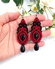 kolczyki soutache Audra kolczyki sutasz z onyksem czerwono czarne eleganckie z łezką 1