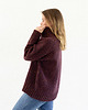 swetry damskie  TAJRA - Oversizowy Sweter z Golfem Bordowy Melanżowy 100% Wełny Merino 3