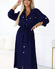 sukienki midi damskie 531-6 Szmizjerka midi ze złotymi guzikami i wiązaniem - GRANATOWA - UNI 4