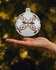 bombki Bombki choinkowe szklane ręcznie malowane: okrągłe białe: czerwonoy ornament 3
