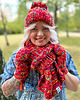czapki damskie Czapka MERINO 50% z dużym pomponem EUFORIA ,,Czerwienie" 4